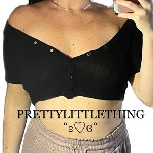 Pretty Little Thing Black Button Up Cropped Tee🖤